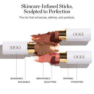 Ogee Face Stick Trio - Golden Contour Stick Makeup Collection - Certified Organic Bronzer, Blush Stick, and Highlighter Stick for a Flawless Look - dailyvitalstore