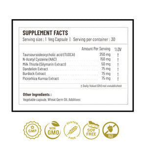 Onpharno TUDCA Advance – 250mg TUDCA, NAC, Milk Thistle, Dandelion, Burdock & Picrorhiza Extract – 30 Liquid-Filled Veg Capsules - dailyvitalstore