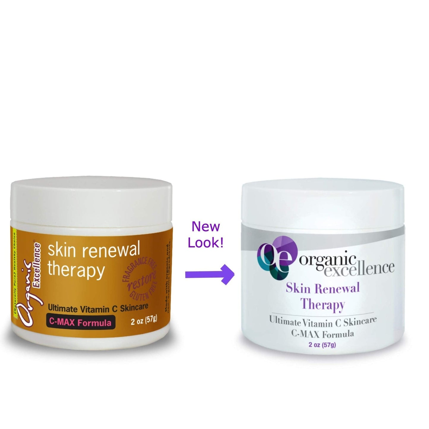 Organic Excellence Skin Renewal Therapy, Vitamin C Face & Neck Cream, Moisturizer to Stimulate Collagen Production and Increase Skin Cell Renewal, Organic Natural Non-Toxic Cruelty-Free 2 oz (57g) - dailyvitalstore