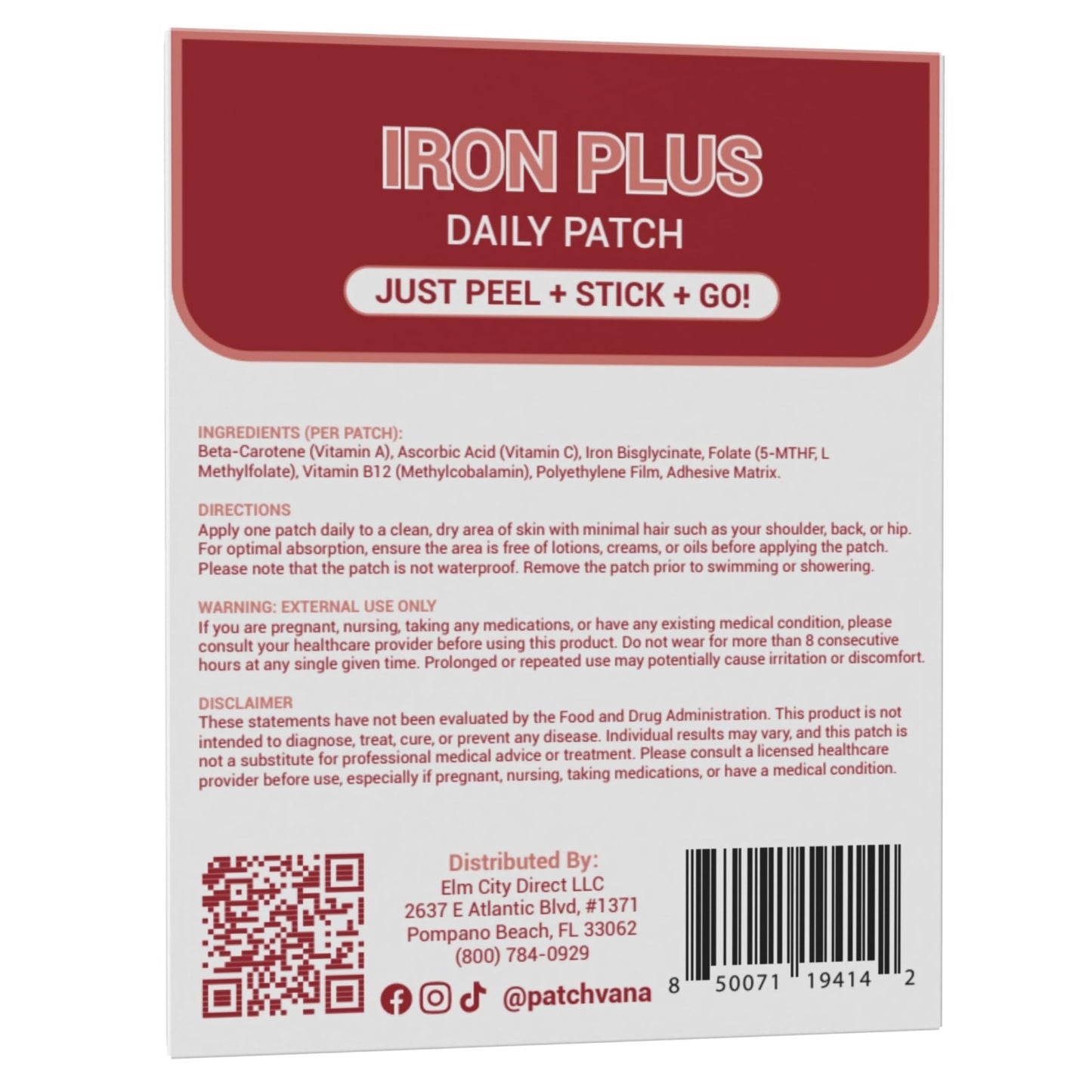 Patchvana Iron Plus Patch for Women & Men, 1 Month Supply, 30 Patches - dailyvitalstore
