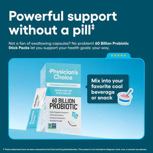 Physician’s Choice 60 Billion CFU Probiotic Stick Packs - 10 Strains + Prebiotics - Immune, Digestive & Gut Health - Supports Occasional Constipation, Diarrhea, Gas & Bloating - for Women & Men - 24CT - dailyvitalstore