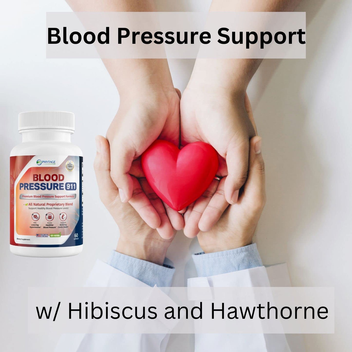 Phytage Labs Blood Pressure 911 Premium Supplement - BP Support Pills. 60 Capsules - dailyvitalstore