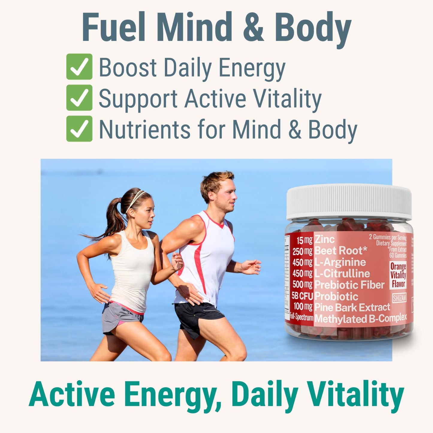 Pine Bark Extract L-Arginine L-Citrulline Beetroot Probiotic Fiber Methylated B Complex Zinc Gummies for Women Men Adults Kids w. Chicory Root Inulin 5-MTHF B6 P5P Powder Capsule Pill Supplement Alt - dailyvitalstore