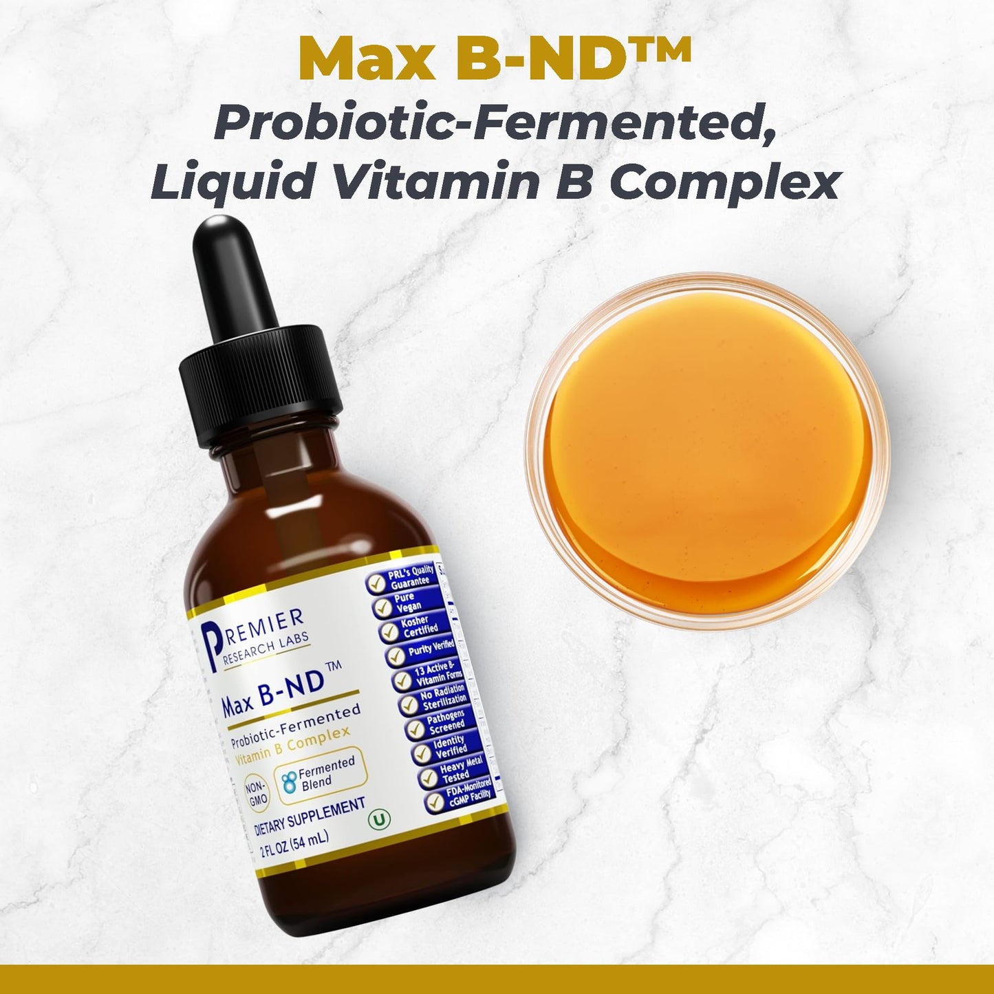 Premier Research Labs Max B-ND Liquid Vitamin - B-Complex for Liver & Brain Health - Sublingual Drops for Energy, Immune & Adrenal Support - 2 fl oz - Thiamin, B12, B6 & More - for Men, Women - dailyvitalstore