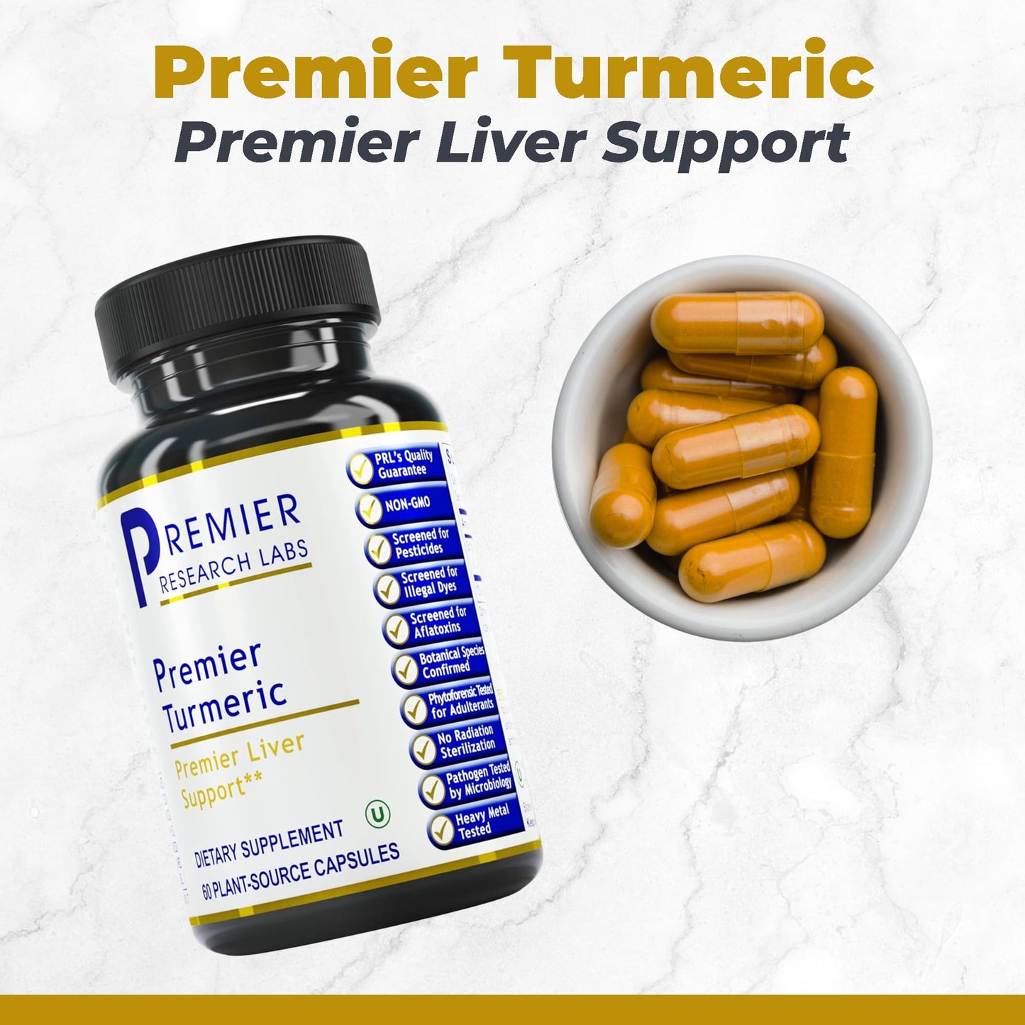 Premier Research Labs Premier Turmeric Capsules - Turmeric Curcumin Supplement, Liver Support, 500 mg of Curcuma Per Capsule - 60 Vegetarian Capsules - dailyvitalstore