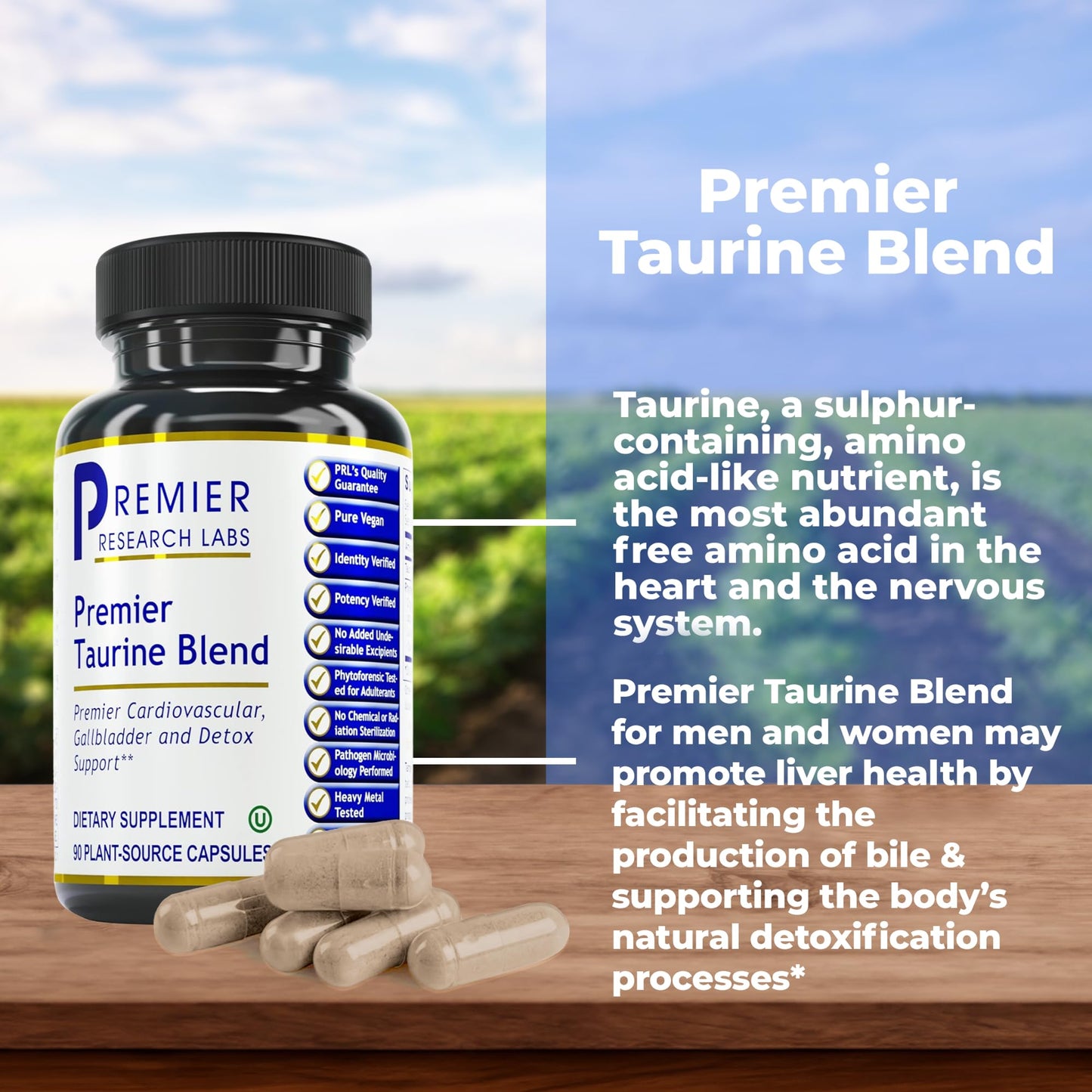 Premier Research Labs Taurine Blend - Taurine Supplement, Taurine Pills, L Taurine Amino Acid Supplement for Liver, Gallbladder, Brain & Heart Health, for Women & Men - 90 Vegetarian Capsules - dailyvitalstore