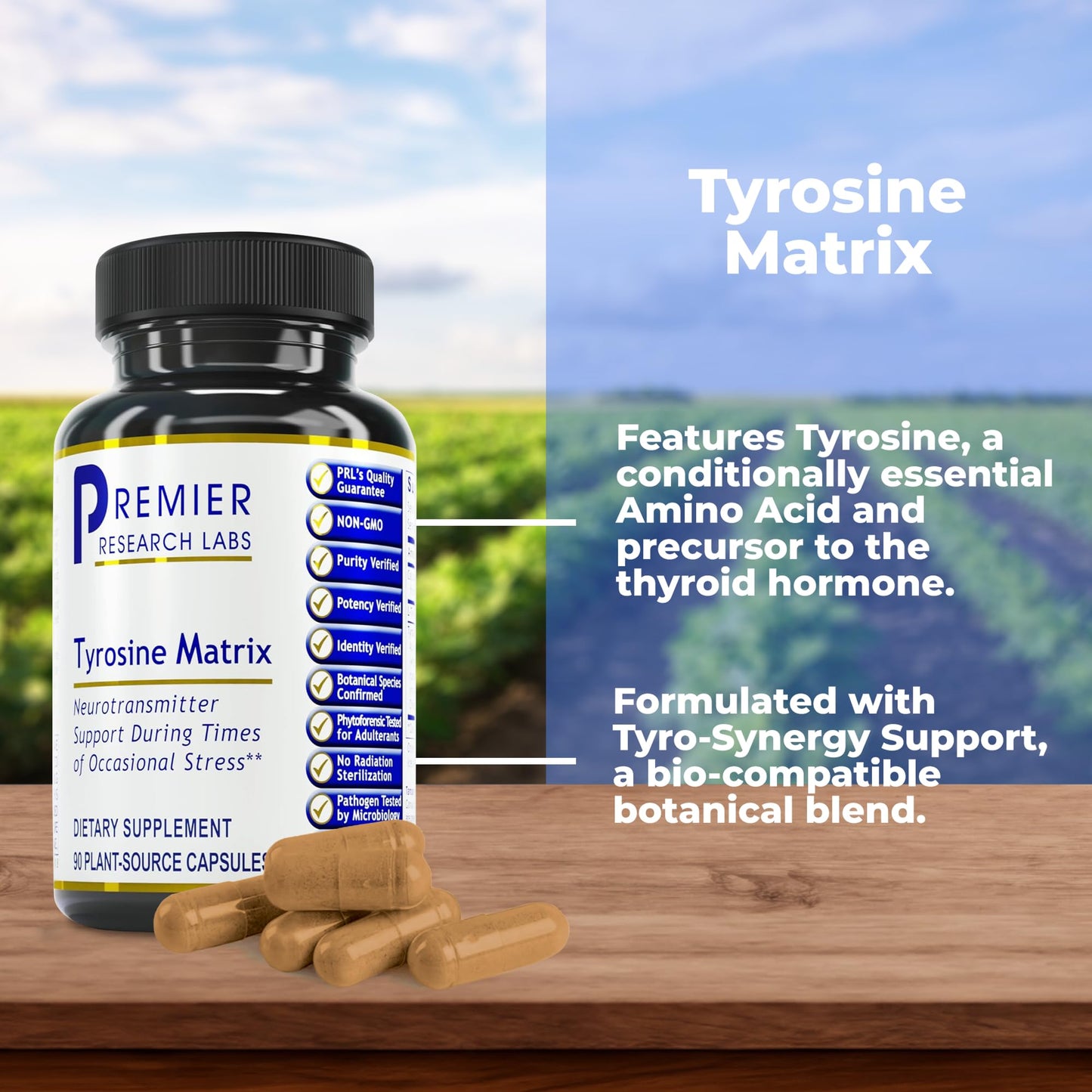 Premier Research Labs Tyrosine Matrix - L Tyrosine Supplement, L-tyrosine 944mg Capsules for Adults, Amino Acid Pills with Red Algae & Rhodiola Rosea - 90 Vegetarian Capsules - dailyvitalstore