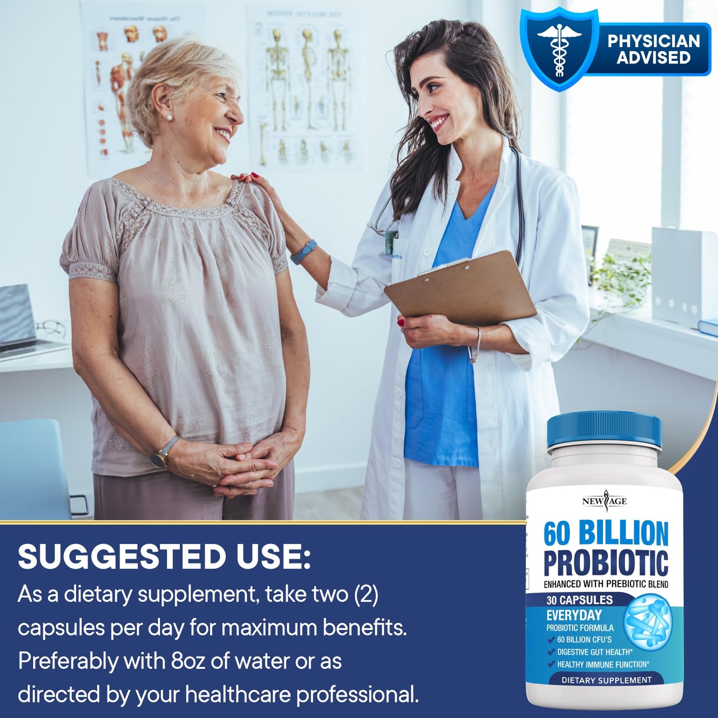 Probiotics 60 Billion CFU with Prebiotic Formula - Probiotics for Women and Men and Adults, 100% Natural Digestive Enzymes, - dailyvitalstore