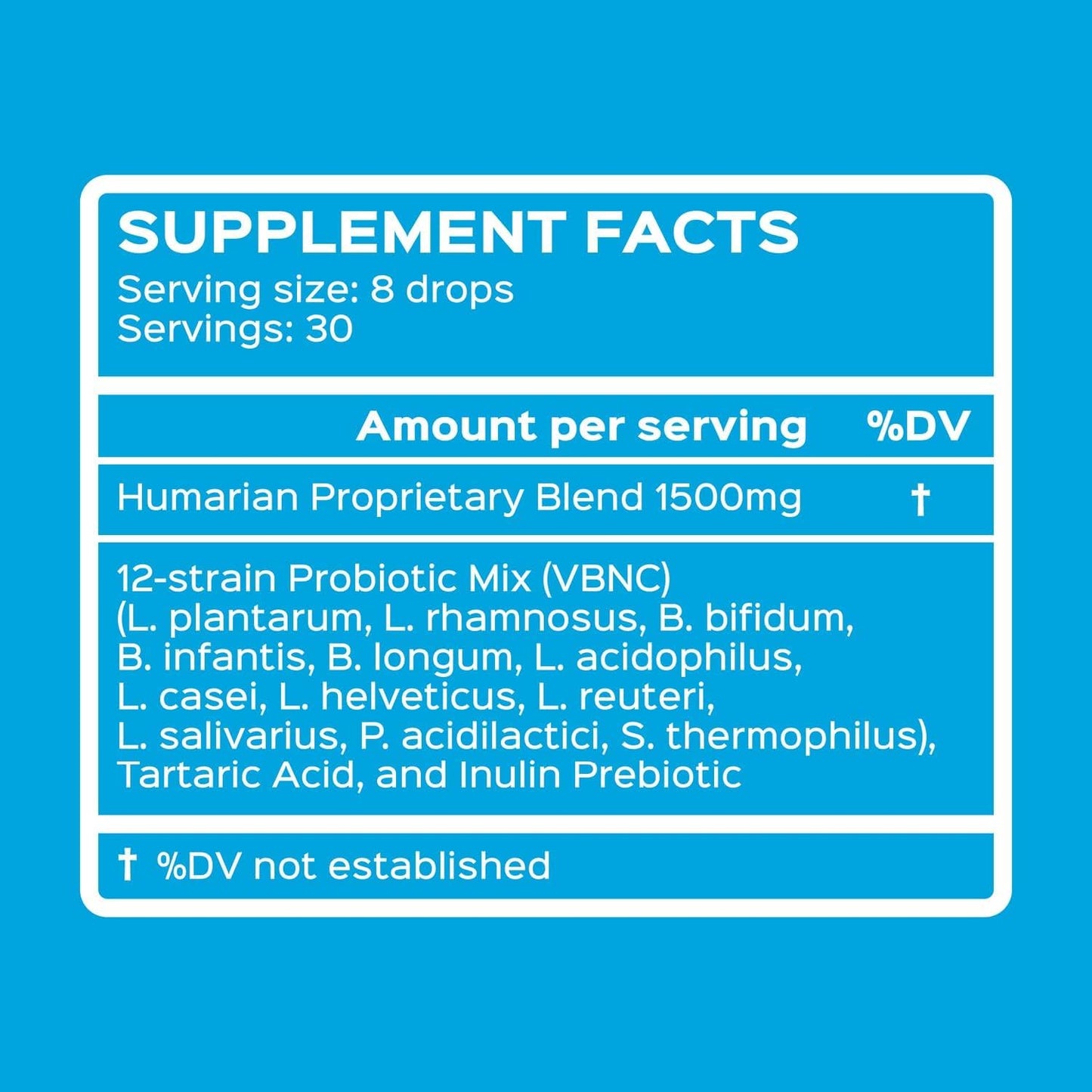 Probonix Humarian Liquid Probiotics for Adults - 12-Strain Probiotic Drops to Fortify Gut Health, Immunity and More - 30-Day Supply - Delicious Grape Flavor - dailyvitalstore