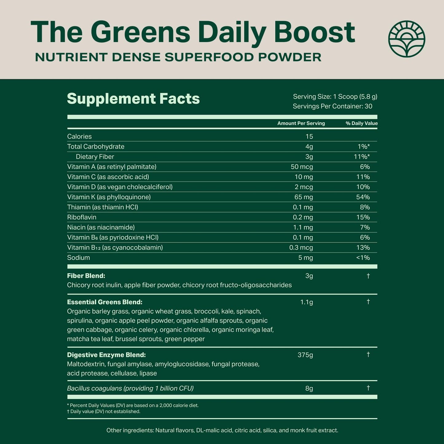 Proper, The Greens Daily Boost Organic Greens Powder. Whole Food, Apple Flavour Veggie Powder Superfood with Wheatgrass, Spirulina, Chlorella, Probiotics. - dailyvitalstore
