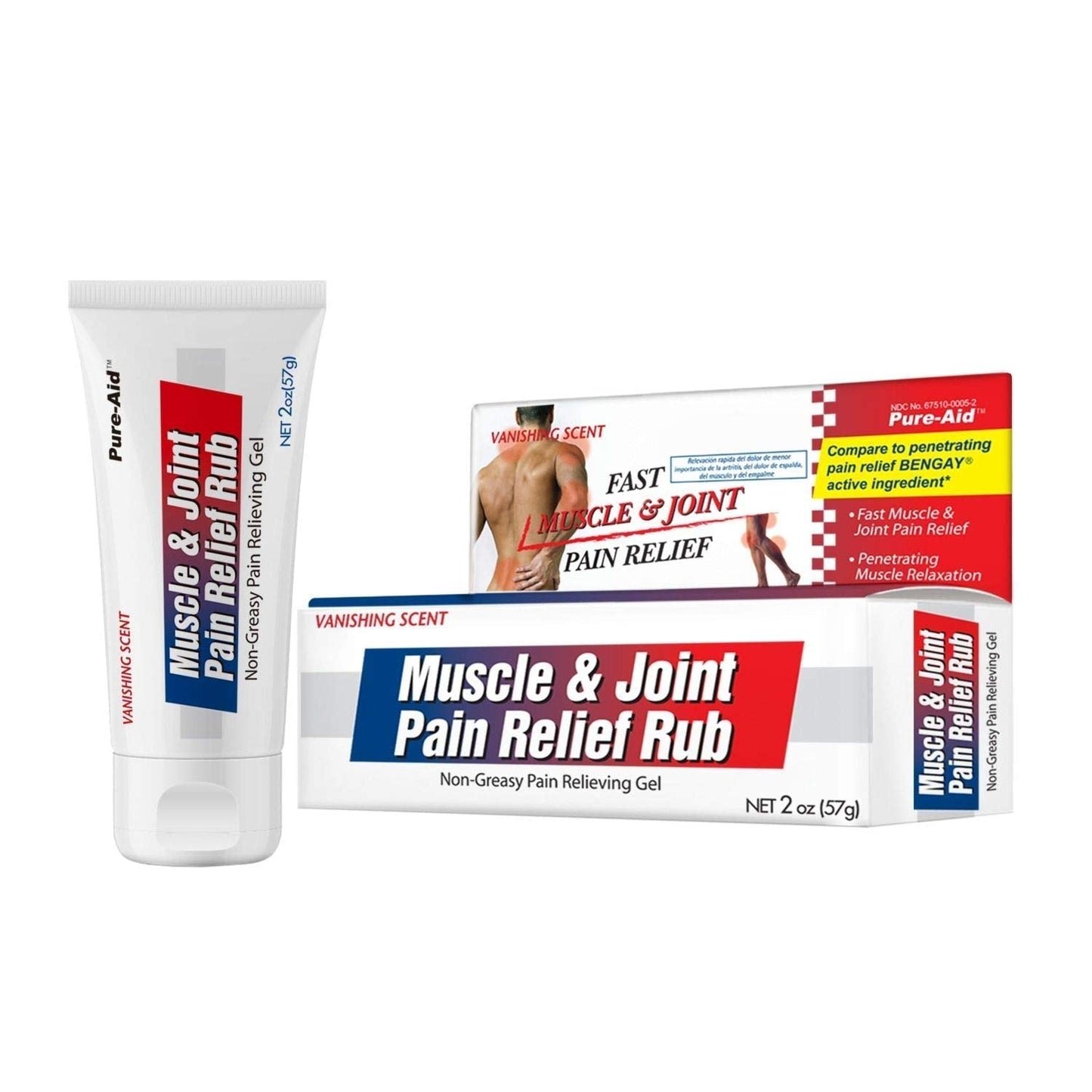 Pure-Aid Muscle & Joint Pain Relief Rub, Fast Relief from Minor Arthritis, Backache, Muscle & Joint Pain Non-Greasy Cream, 2oz (4pk) - dailyvitalstore