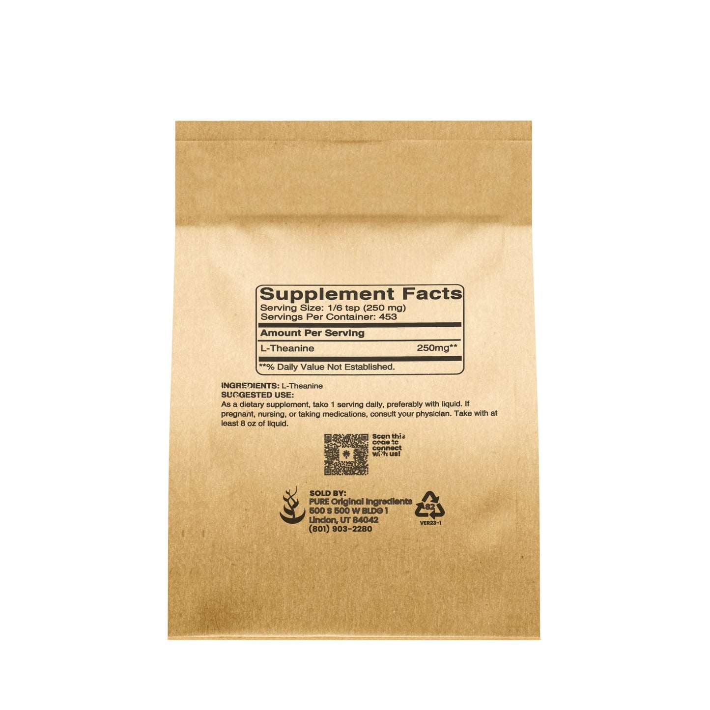PURE ORIGINAL INGREDIENTS L-Theanine (4 oz) Amino Acid Supplement, No Additives or Fillers - dailyvitalstore
