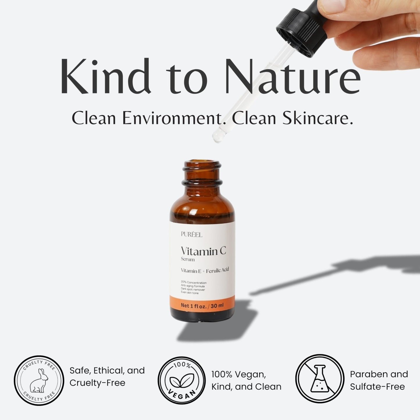 Puréel 20% Vitamin C Serum for Face – Brightening Serum with Vitamin E & Ferulic Acid – Anti-Aging, Dark Spot Remover, Even Skin Tone, Wrinkle Reduction & Radiant Glow – 1 fl oz - dailyvitalstore