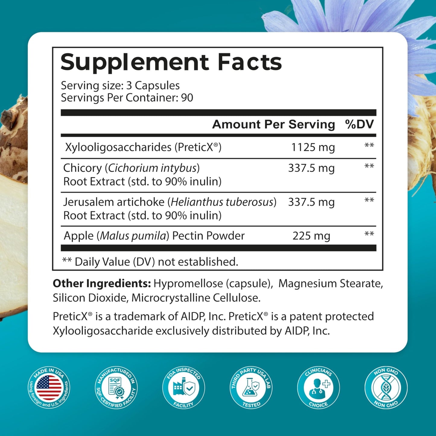 PUREHEALTH Research Improbiome - Prebiotic Fiber - Natural Support for Healthy Gut Prebiotics - Digestive Nutritional Supplements - with Jerusalem Artichoke, Apple Pectin & More - 90 Capsules - dailyvitalstore