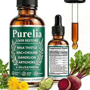 Purelia Liver Restore, 2.02FL OZ Liver Restore Drops, Complete Liver Support Supplement with Milk Thistle, Dandelion Root, L-Glutathione & Choline for Natural Balance & Liver Cleanse - dailyvitalstore