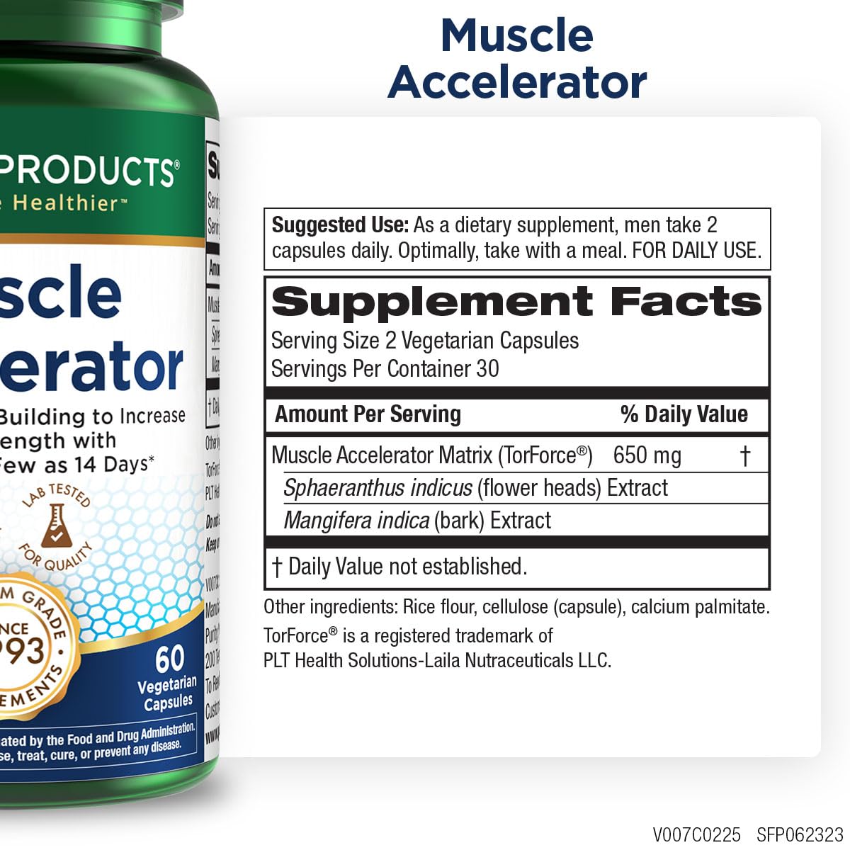 Purity Products Muscle Accelerator 650 mg Patented & Clinically Tested Muscle Accelerator Blend of Ayurvedic Herbal Extracts Promotes Strength, Endurance + Muscle Growth - 60 Veg Caps - dailyvitalstore