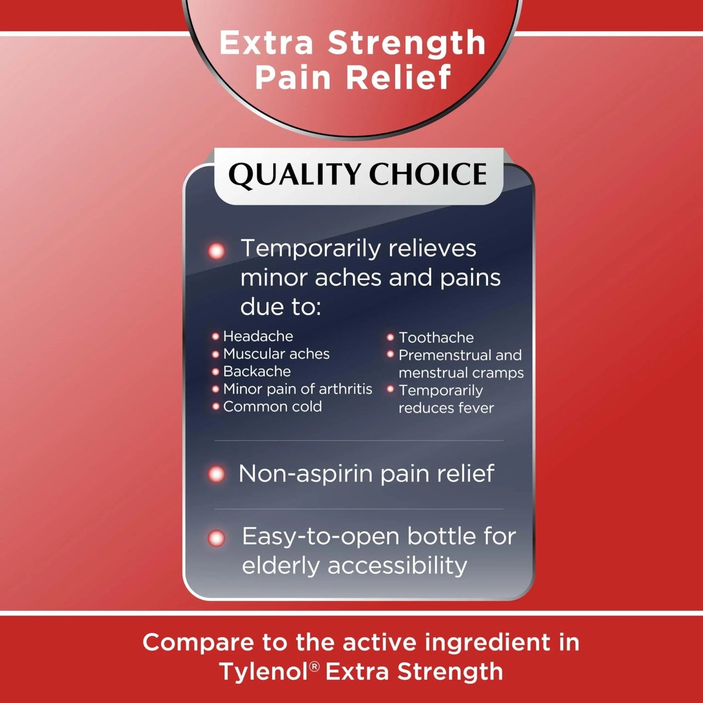 Quality Choice Easy Open Extra Strength Pain Relief, Acetaminophen 500mg Extra Strength, Pain Reliever and Fever Reducer for Headache, Backache, Toothache and Muscle Aches, 150 Count Bottle. - dailyvitalstore