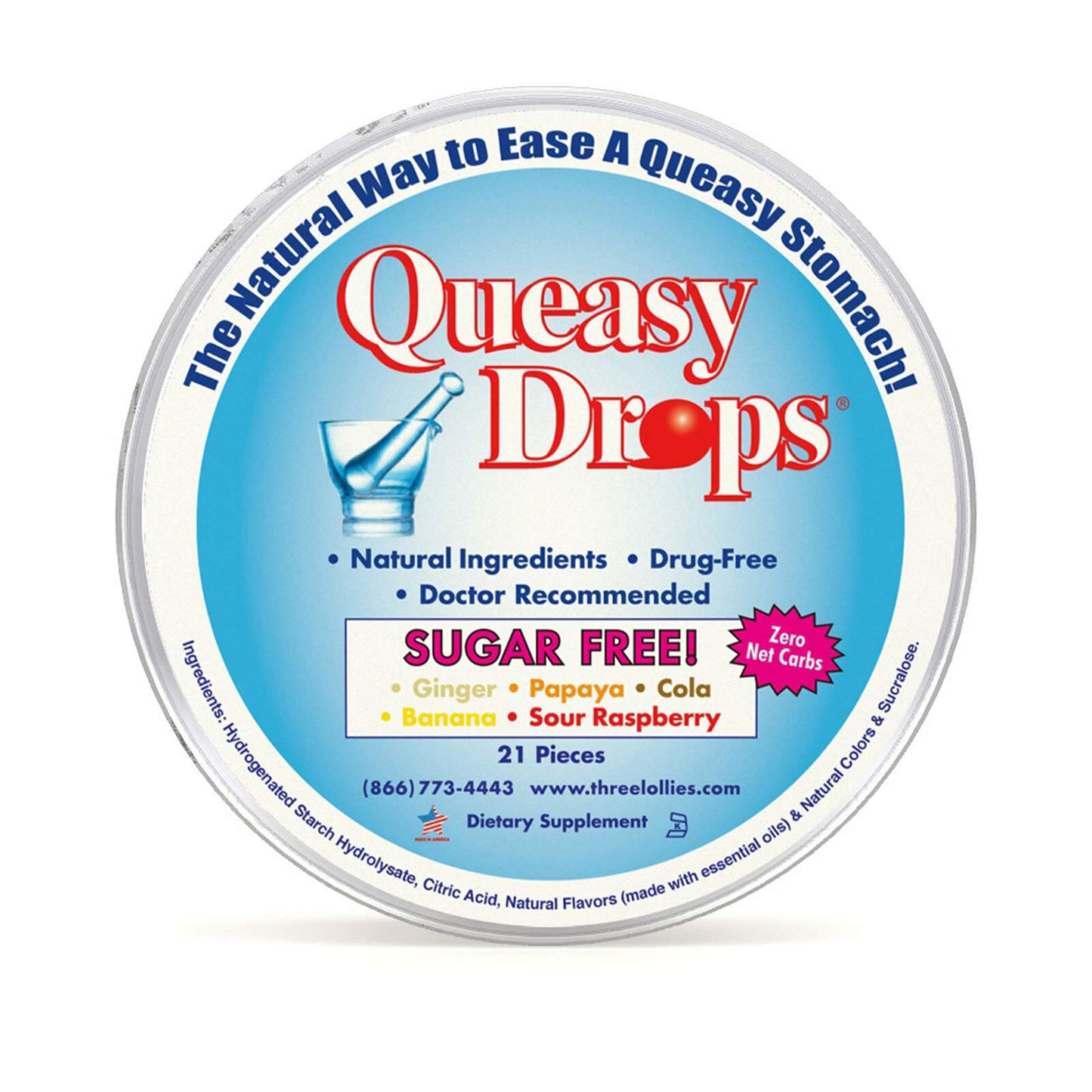 Queasy Drops Sugar Free! 21 Lozenges - dailyvitalstore
