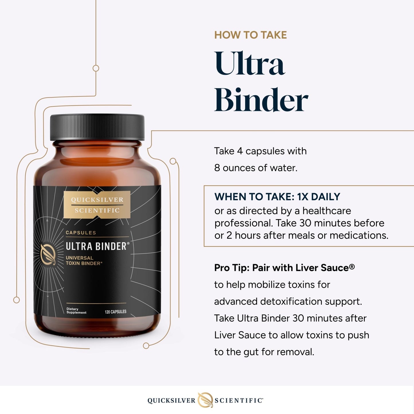 Quicksilver Scientific Ultra Binder - Multi Toxin Binder with Bentonite Clay Powder, Zeolite Detox & Charcoal - Supplement for Gut Support - dailyvitalstore