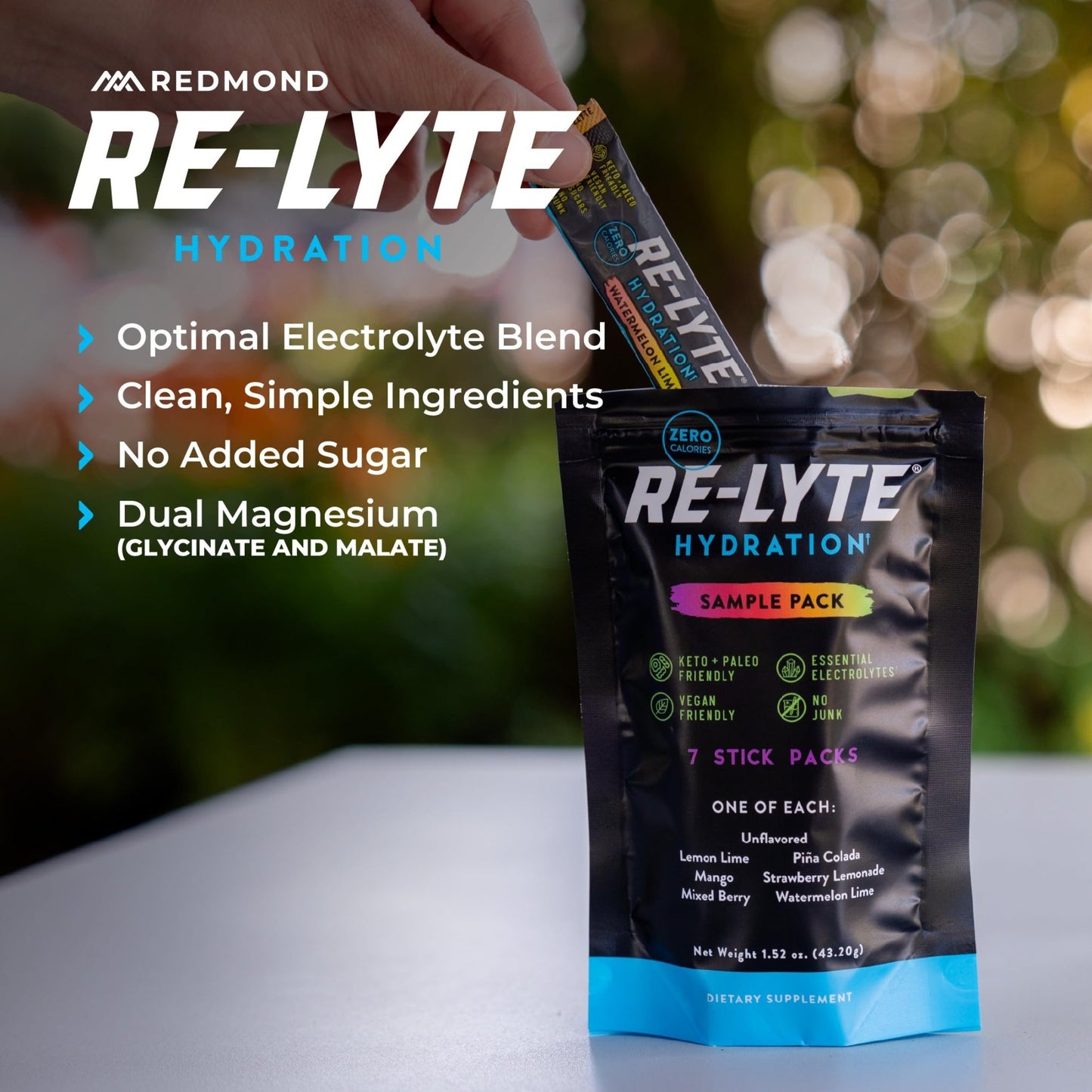 REDMOND Re-Lyte Hydration Electrolyte Powder Drink Mix Variety (7 Stick Packs) - dailyvitalstore