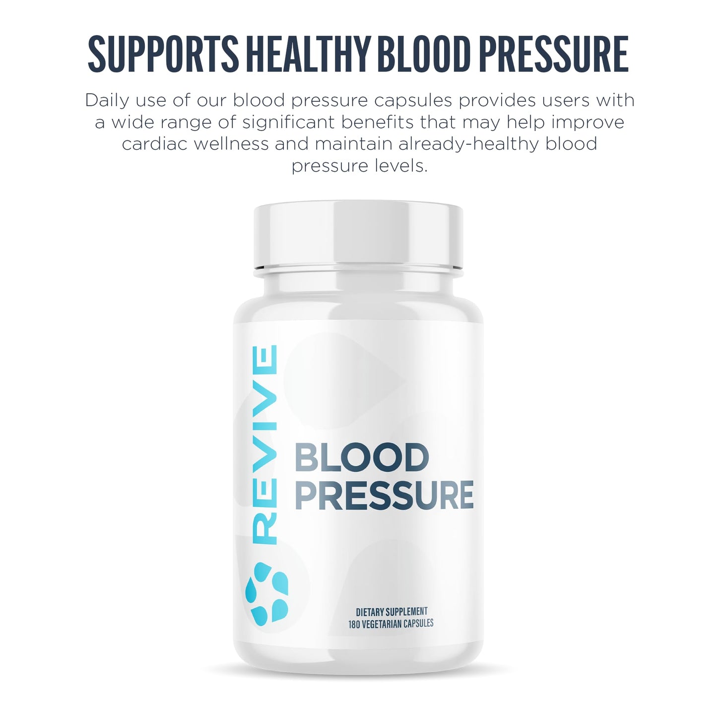 Revive MD Blood Pressure Support Supplement - Supports Heart and Circulatory Health, Energy & Daily Wellness - Magnesium, Potassium, Folic Acid & Garlic Formula (180 Vegetarian Capsules, 60 Servings) - dailyvitalstore