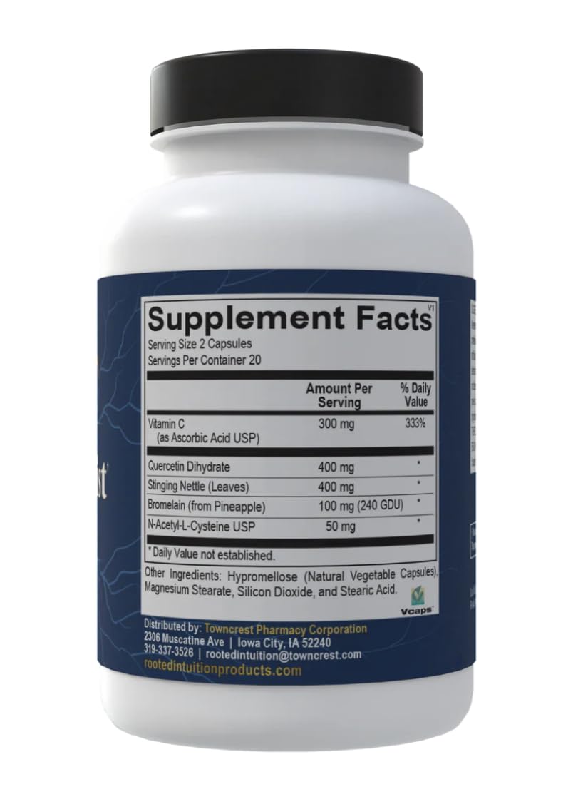 Rooted Intuition Hist Assist | Seasonal Sinus & Immune Balance Formula | Quercetin Bromelain NAC Nettle | Non-GMO Gluten Free | 40 Capsules - dailyvitalstore