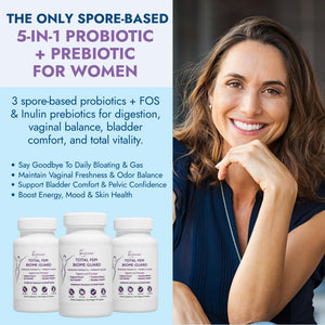 Rootganic Total Fem Biome Guard Pre+Probiotics for Women - Spore-Based Women's Probiotic with Prebiotics for Superior Vaginal Health Supplement and Gut Support - 45 Servings - dailyvitalstore