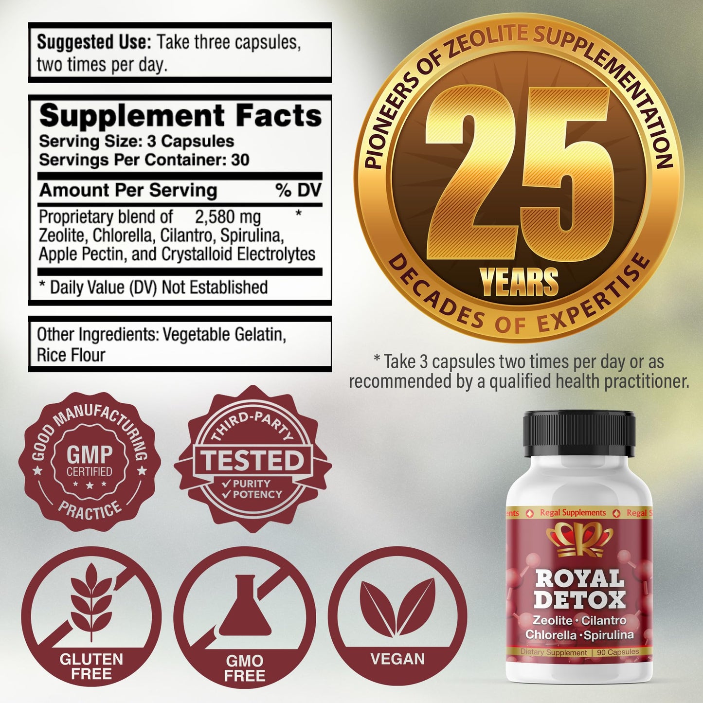 Royal Detox - All-in-One Cleanse | Zeolite, Cilantro, Chlorella, Spirulina, Apple Pectin | Full Body, Liver, Colon Detox | Supports Energy, Mood, Immunity, Gut Health, - dailyvitalstore