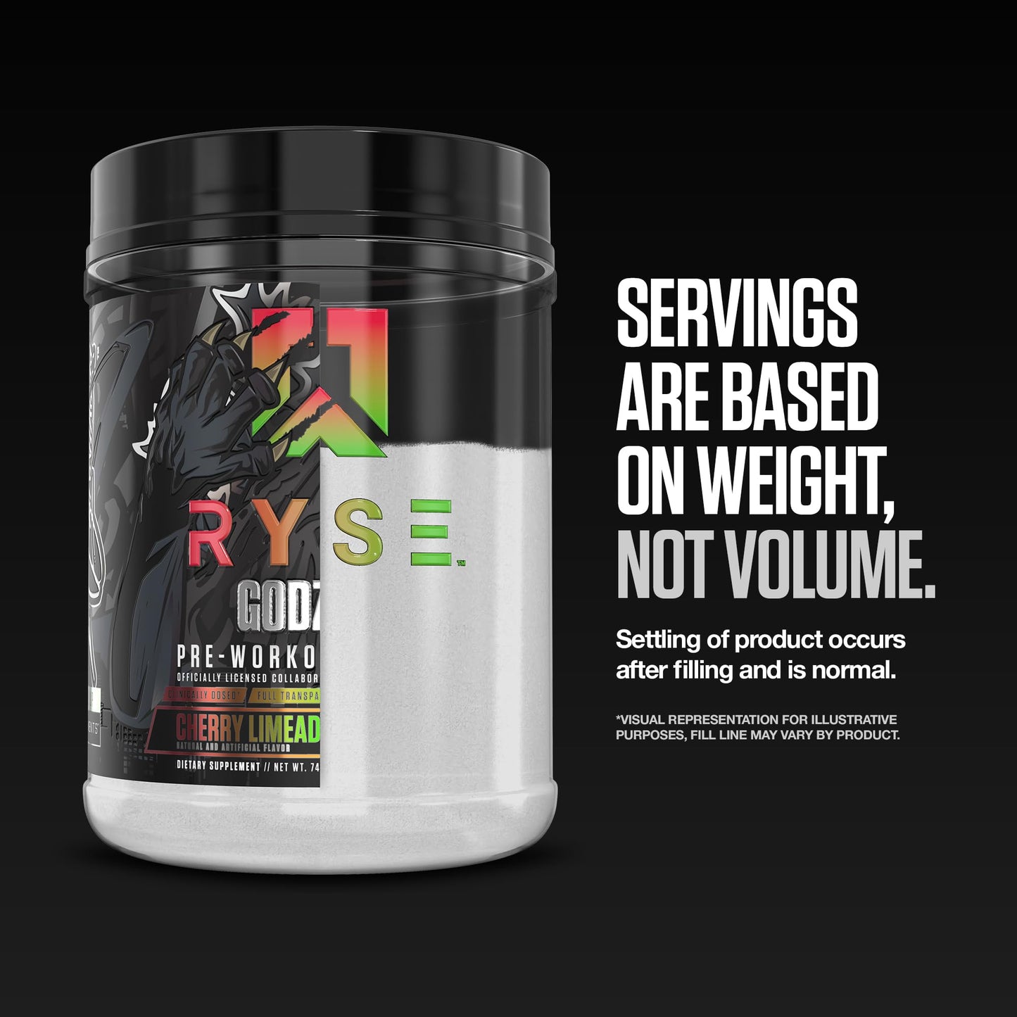RYSE Godzilla X Noel Deyzel Pre Workout Powder - Monsterberry Lime - 400mg Caffeine, High Stim Pre-Workout for Men & Women with Citrulline & Beta Alanine - Energy, Pump & Focus - 20/40 Servings - dailyvitalstore