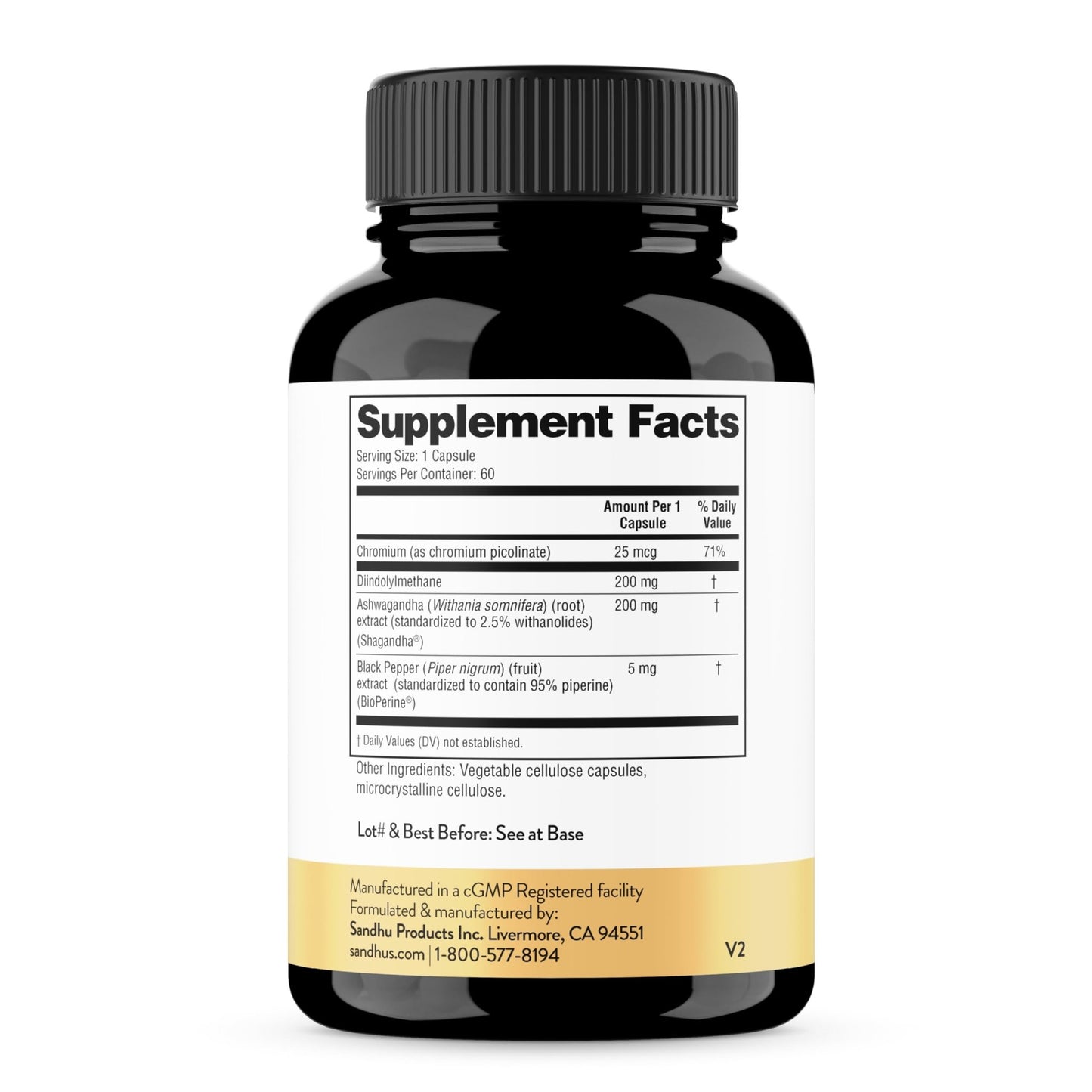 Sandhu's DIM Supplement 200 mg -60 Capsules - Diindolymethane with Ashwagandha & Bioperine Hormone Balance for Women & Men, Hormonal Acne Supplements - dailyvitalstore
