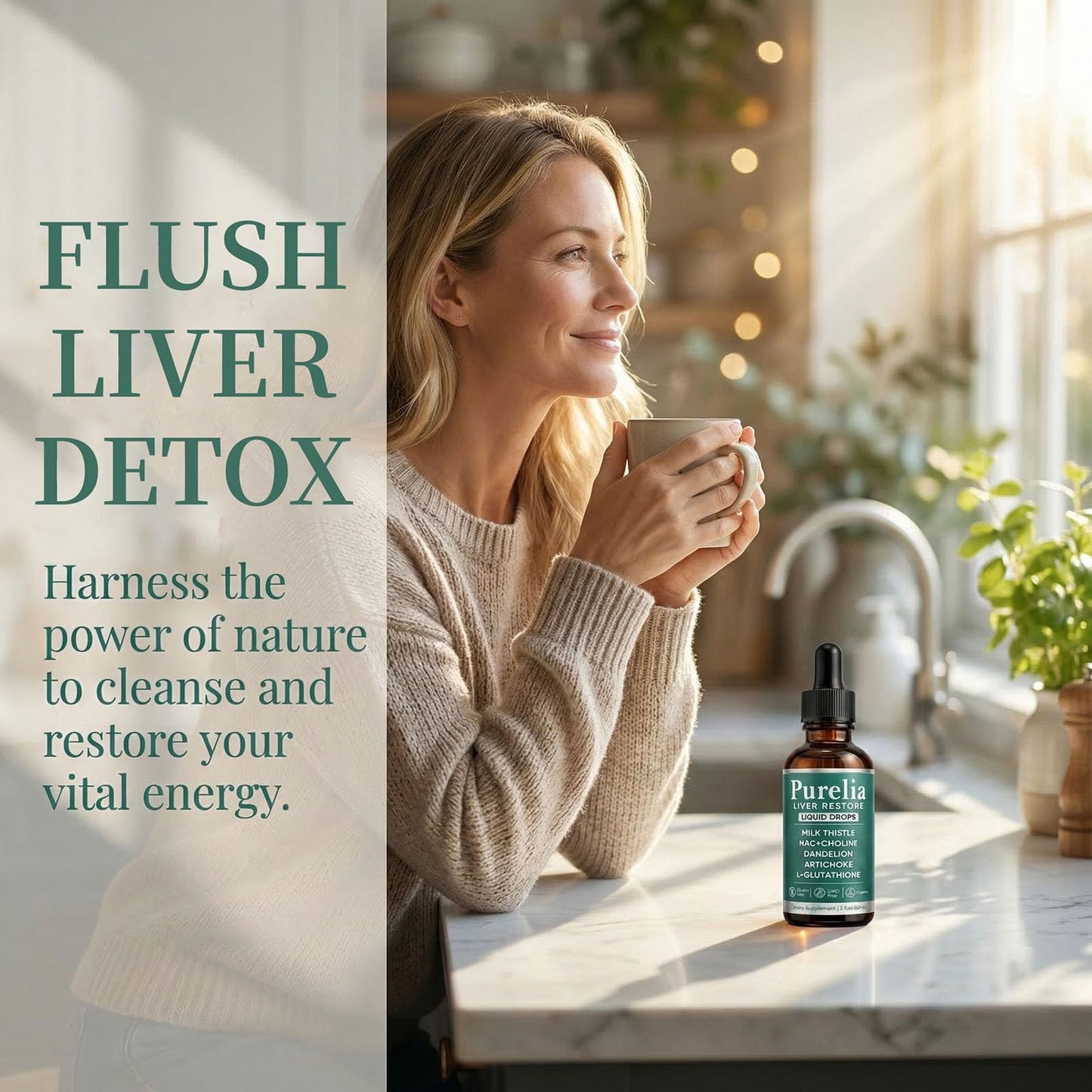 SCEZROB Purelia Liver Restore Drops – Complete Liver Detox Support Supplement with Milk Thistle, Dandelion & L-Glutathione for Liver Cleanse & Digestion Aid Health, 2 Fl Oz (1) - dailyvitalstore