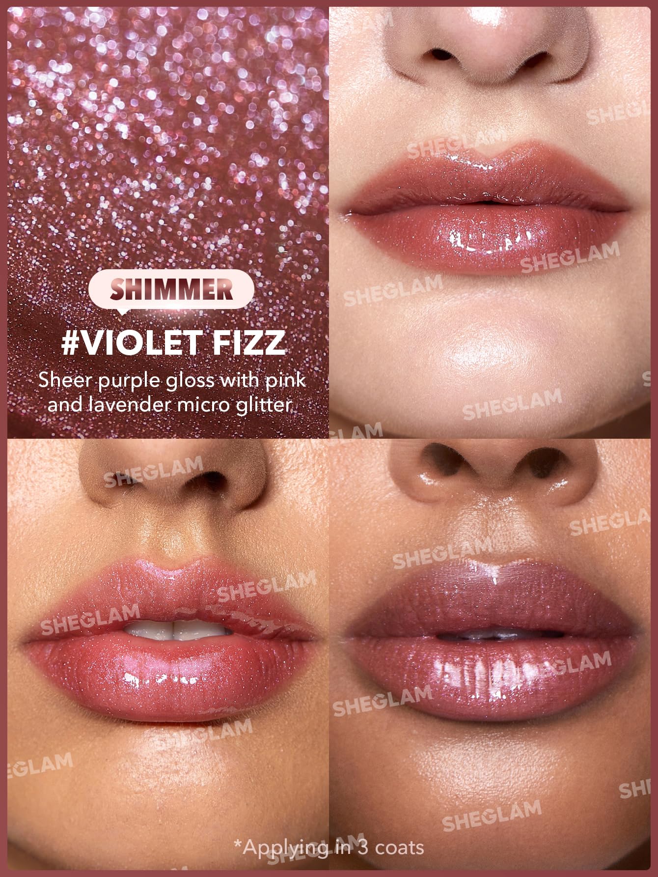 SHEGLAM Pout-Perfect Moisturizing Solid Lip Gloss Shimmer Lip Plumper - Violet Fizz - dailyvitalstore