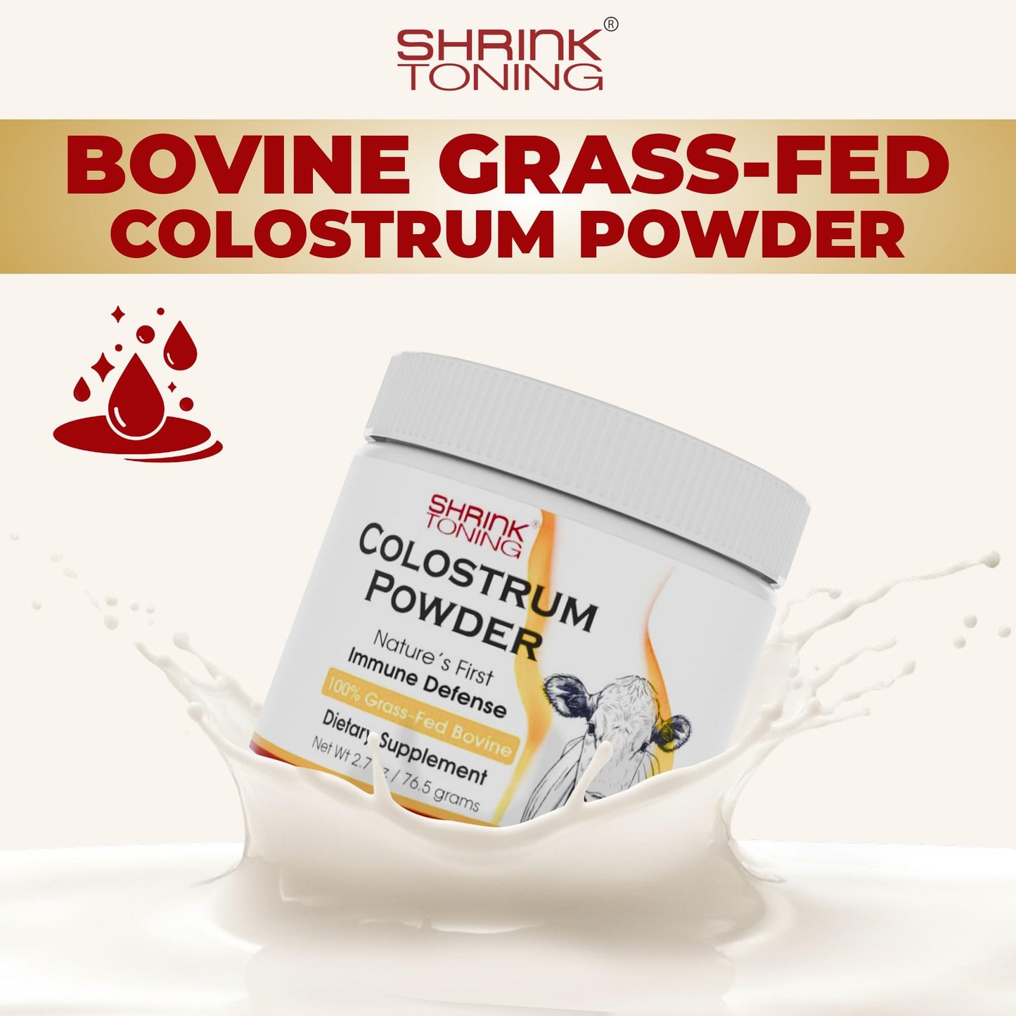 Shrink Colostrum Powder 2.7 oz – Natural Bovine Colostrum Supplement for Overall Health - dailyvitalstore