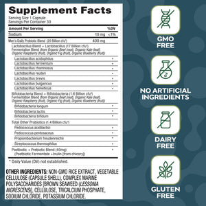 Social Naturals Men’s Probiotic | 20 Billion CFU | Prebiotic + Postbiotic Blend | Gut, Colon & Immune Support | Vegan | Shelf-Stable | 30 Capsules - dailyvitalstore