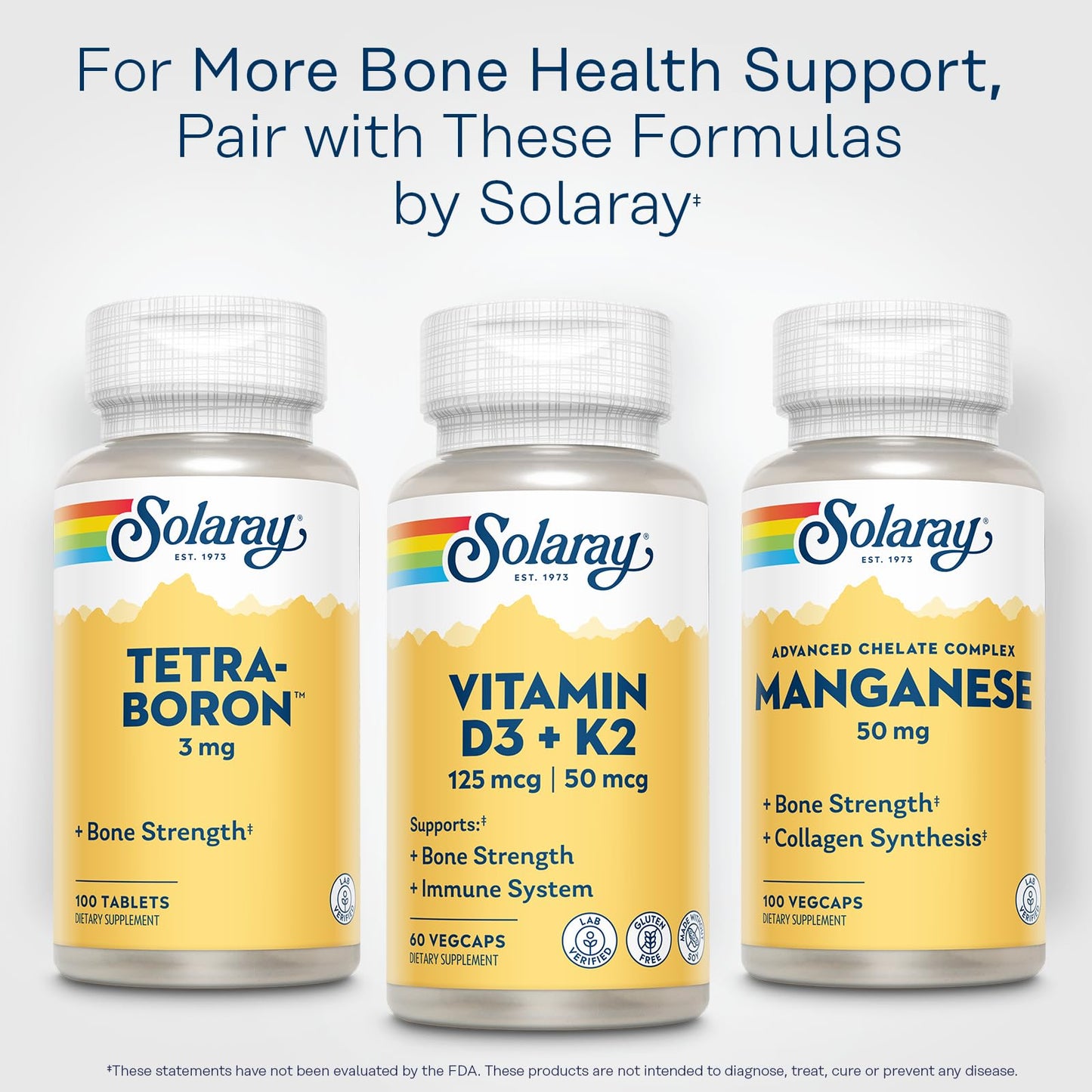 SOLARAY Vitamin D3 K2, K2 D3 Vitamin Supplement for Calcium Absorption, Bone Strength, Cardiovascular & Immune Function Support, Made Without Soy, 60-Day Guarantee, 60 Servings, 60 VegCaps - dailyvitalstore
