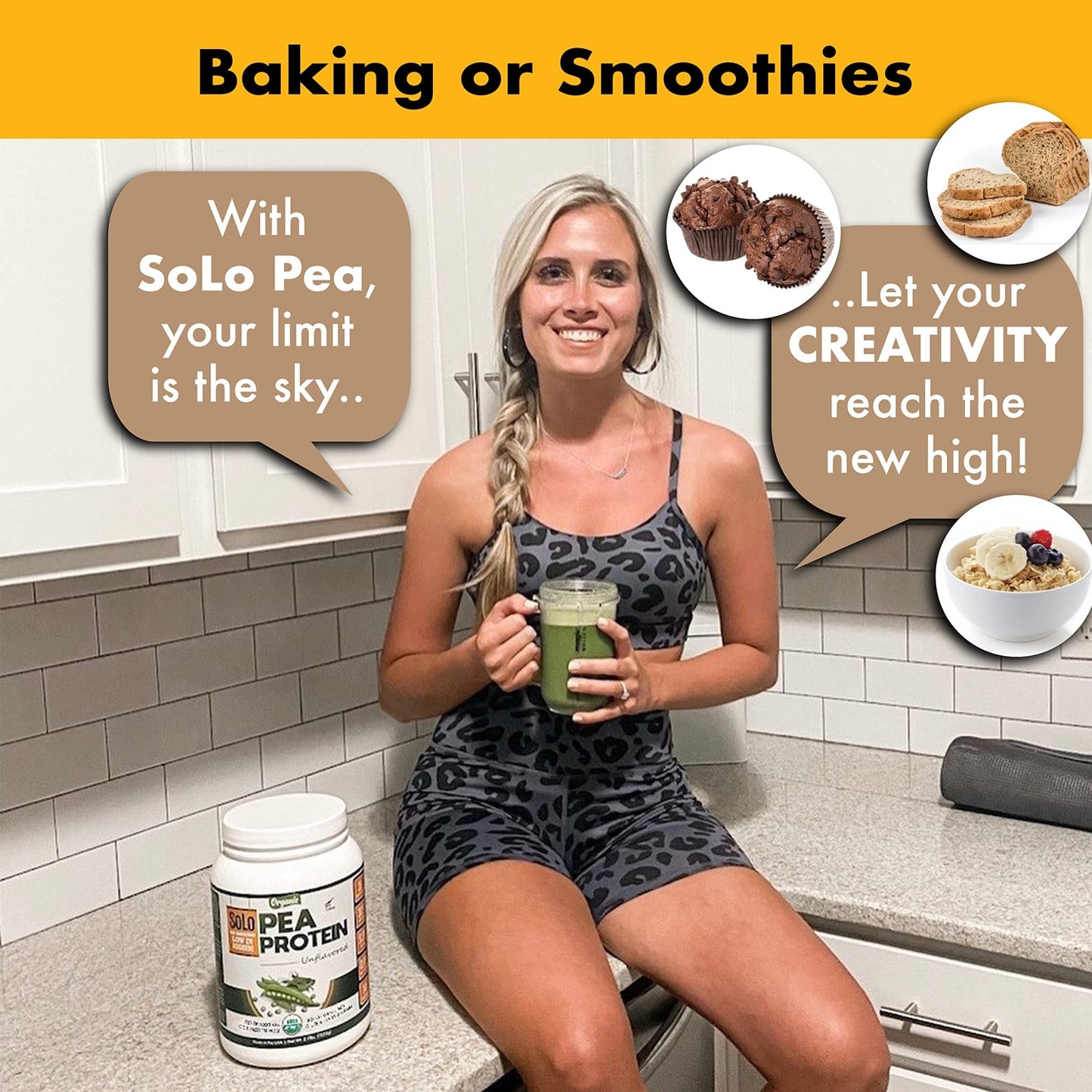 SOLO Organic Pea Protein Isolate, Low in Sodium, Canada Grown Peas, 100% Vegan, Non-GMO, Unflavored Plant Based Protein Powder with BCAA, Keto & Paleo Friendly, - dailyvitalstore
