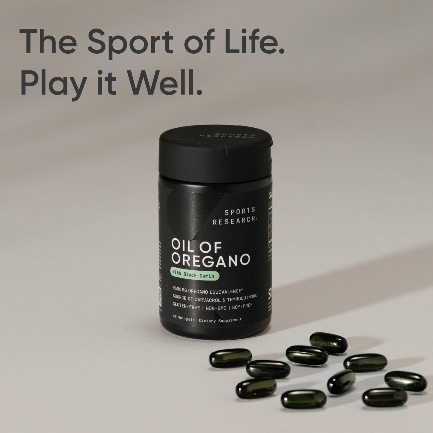 Sports Research® Oil of Oregano 9500mg w/Black Seed Oil & Coconut MCT Oil - Antioxidant Combination Supplement Rich in Thymoquinone & Carvacrol - Gluten Free · Non-GMO - 60 Softgels - dailyvitalstore
