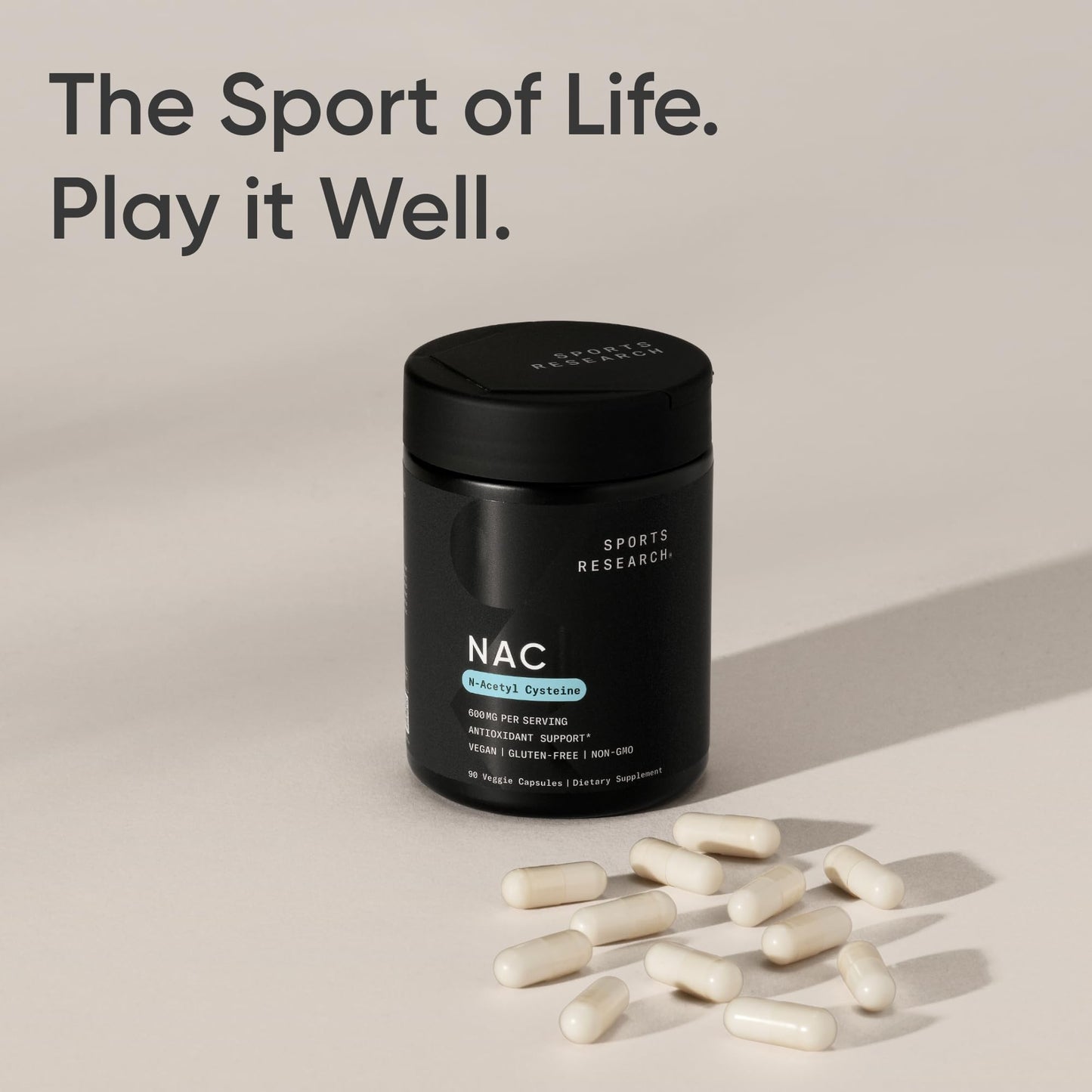 Sports Research Vegan NAC Supplement (N-Acetyl Cysteine) 600 mg - Supports Antioxidant Activity - NAC 600 mg - Non-GMO - 90 Capsules for Adults Daily Use - dailyvitalstore