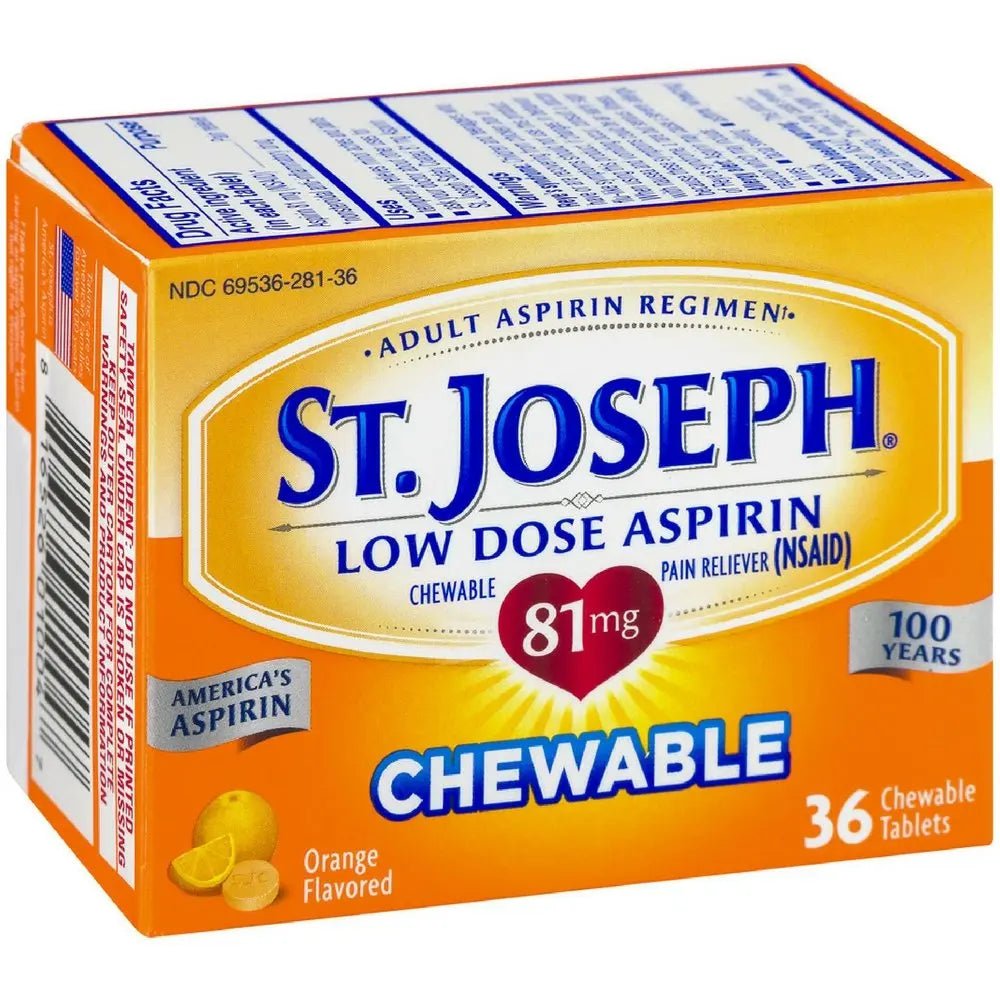 St. Joseph Orange Chewable 81mg Aspirin, 36 Tablets - dailyvitalstore