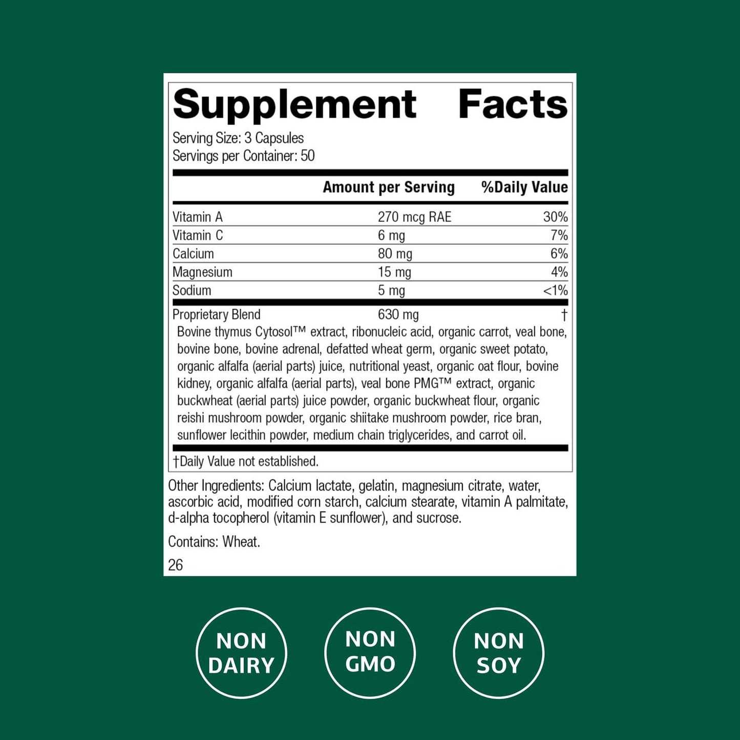 Standard Process Inc. Congaplex - Thymus Gland Support Supplement - Immune Health with Calcium Lactate, Magnesium, Vitamin C & Vitamin A - Immune System Aid with Mushroom Powder - 150 Capsules - dailyvitalstore