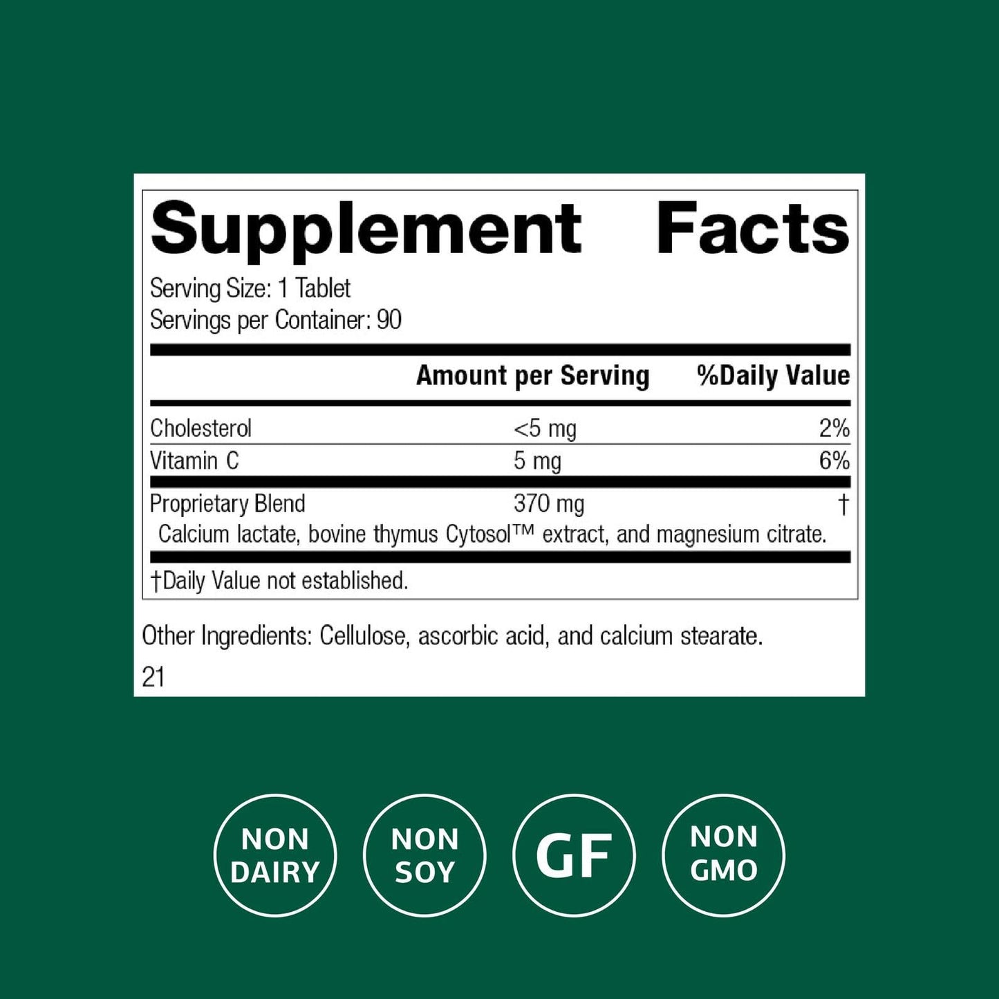 Standard Process Thymex - Cytosol Extract Dietary Supplement for Immune Health - Gluten-Free, Non-Dairy, & Non-Soy - 90 Tablets (90 Servings) - dailyvitalstore