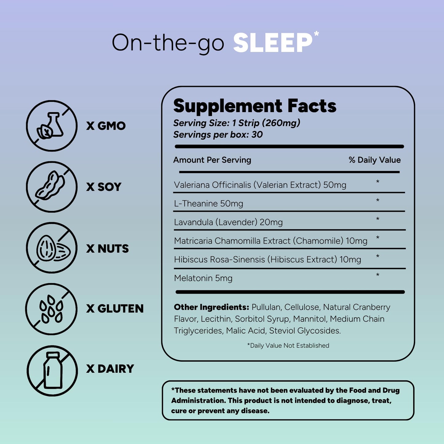 STRIPPIES Dissolvable Sleep Strips – Fast-Acting Melatonin 5mg with L-Theanine, Lavender, Chamomile, Hibiscus & Valerian – Natural Cranberry Flavor – 90 Strips - dailyvitalstore