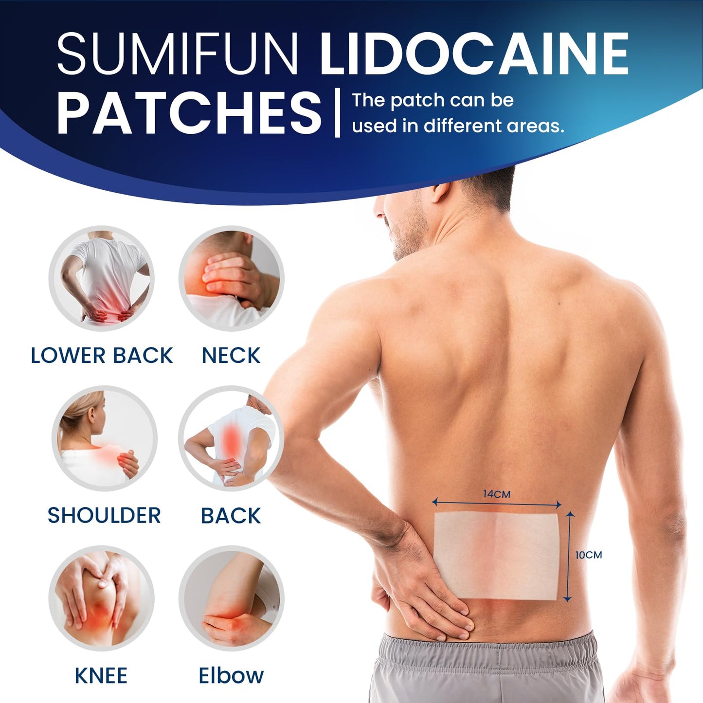 Sumifun 4% Lidocaine Pain Patches - Maximum OTC Strength Pain Relief for Lower Back Pain, Neck Sore, Joint Pain - Fast Acting & Long Lasting 8 Hours, 10 Counts - dailyvitalstore