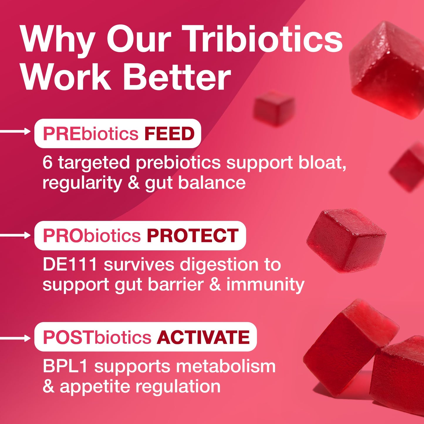 The Gut Gummy, 360° Daily Gut Reset, Full-Spectrum Tribiotic for Women & Men, Prebiotics Probiotics Postbiotics for Bloating, Belly Fat, Skin & Immune Support, Sugar Free Tart Cherry Gummies, 60 Count - dailyvitalstore