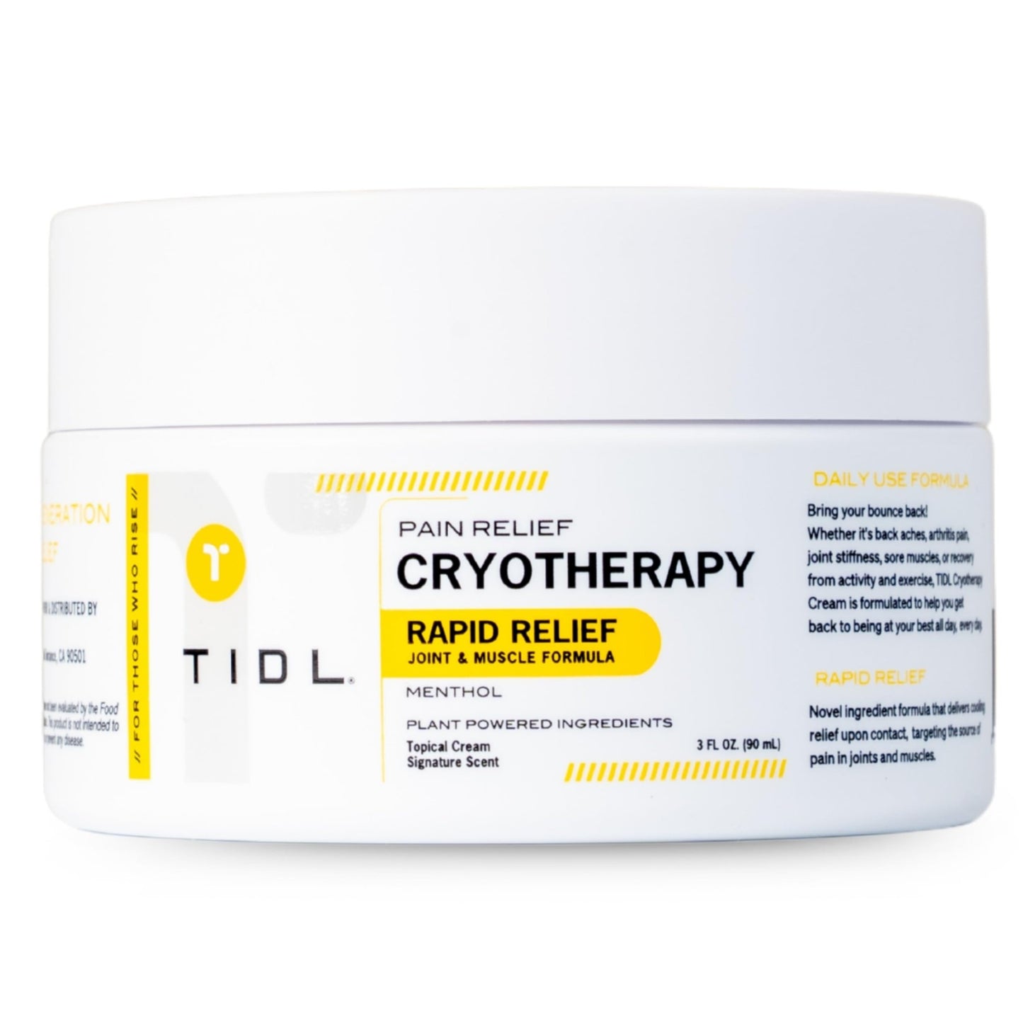 TIDL Cryotherapy Pain Relief Cream, 3 Oz, Targeted Neck Pain, Joint & Muscle Pain Relief with Organic, Plant-Based Menthol, Instant Cooling for Sport & Post Workout Full Body Recovery - dailyvitalstore