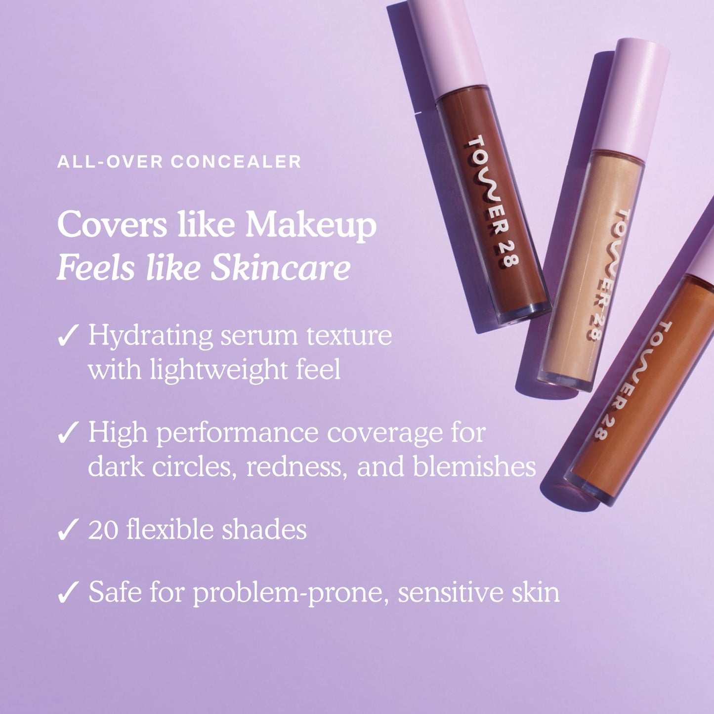 Tower 28 Swipe Serum Concealer - Hydrating Medium-Full Coverage Concealer + Under Eye Brightener - Skin Care Infused Makeup with Hyaluronic Acid + Soothing Centella - 1.0 Fair/Neutral (0.22 oz) - dailyvitalstore