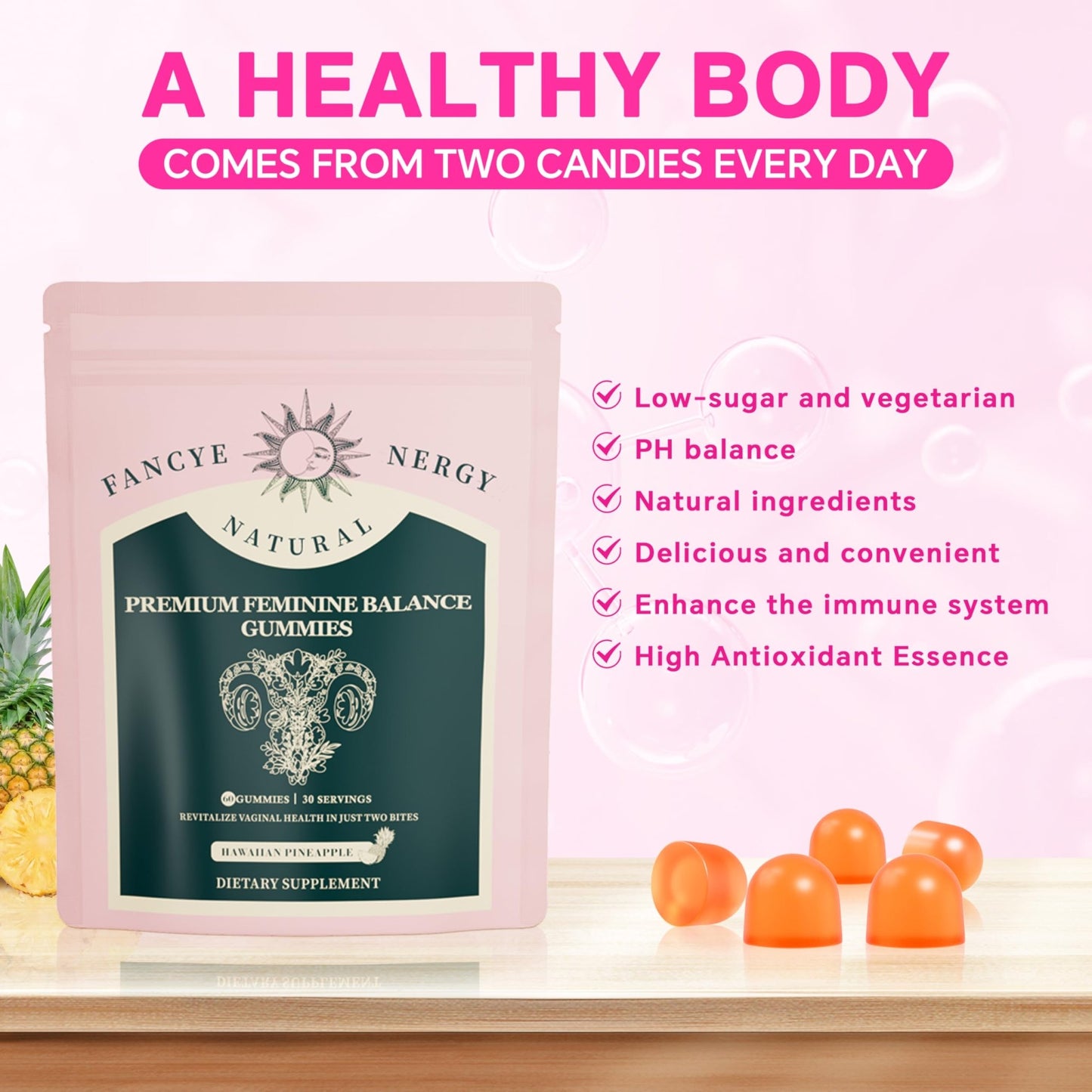 Vaginal Probiotics for Women – Premium Feminine Balance Gummies for Women, Hawaiian Pineapple Flavor, Support Healthy Odor and Vaginal Flora, pH Balance - dailyvitalstore