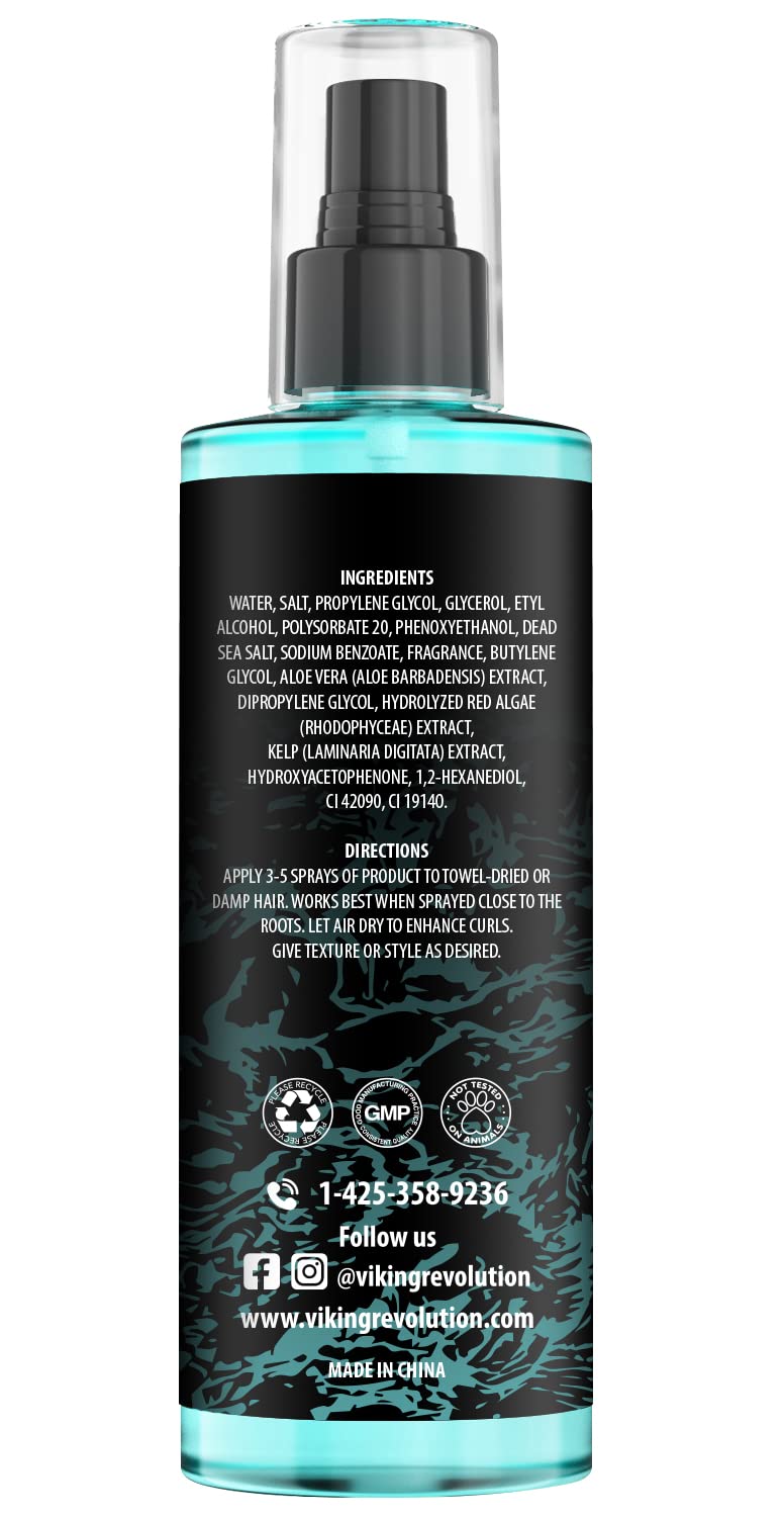 Viking Revolution Sea Salt Spray for Men - Hair Texturizing Spray with Kelp, Aloe Vera and Red Algae Extract - Surf Sprays to Add Volume - dailyvitalstore