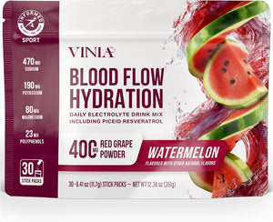 VINIA Resveratrol Electrolyte Hydration Powder Mix | Boost Blood Flow & Circulation | Sea Salt, Coconut Water Potassium, Magnesium, Informed Sport Certified - dailyvitalstore
