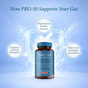 Vitamin Bounty Pro-50 - Probiotics for Women & Men - 50 Billion CFU - 13 Strains Probiotic + Prebiotic - Probiotics for Digestive Health - Delayed Release Capsules - 60 Count - dailyvitalstore